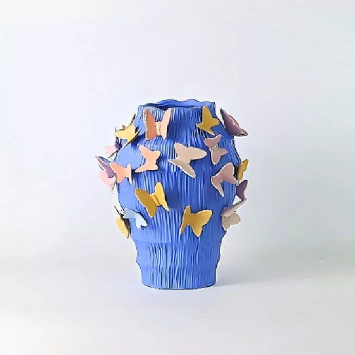 vase peramic handmade ກັບ butterflies ເຕັ້ນ